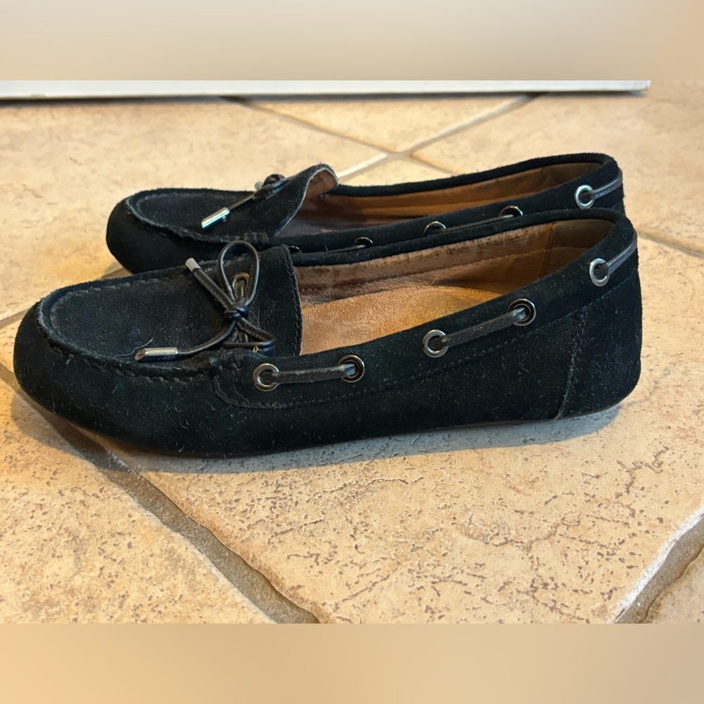Vionic Virginia Moccasins Black Suede Women's Size 6.5 Loafers Shoe